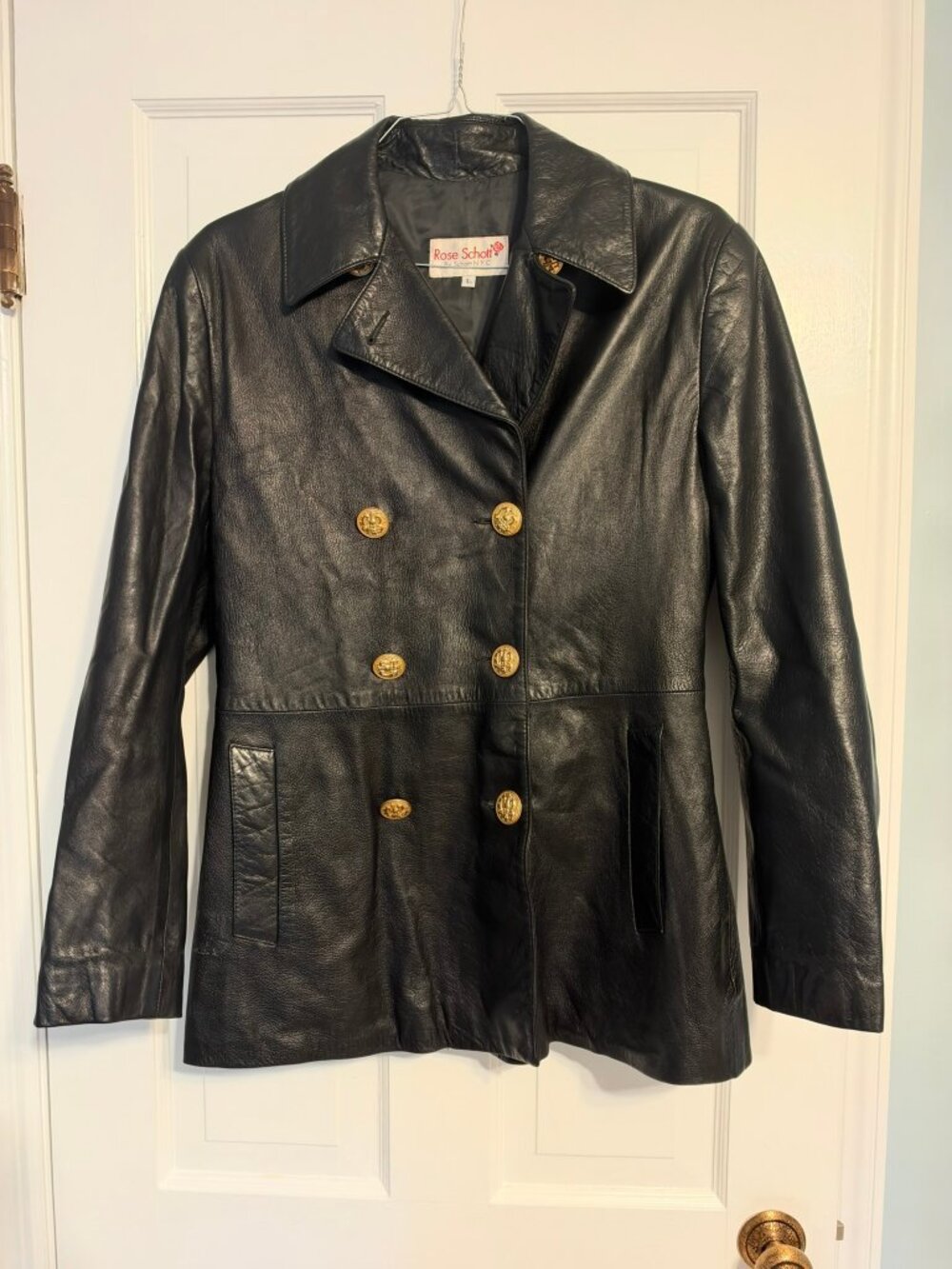 Schott NYC Vintage Double Breasted Leather Jacket - Large